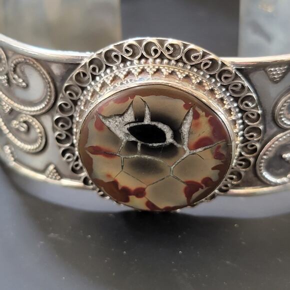 Colorful Earth Sterling Silver Polychrome Jasper Cuff Bracelet - Picture 3 of 9